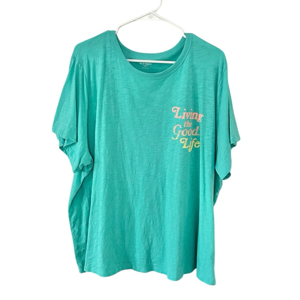 Old Navy Teal Living The‎ Good Life Graphic Tee